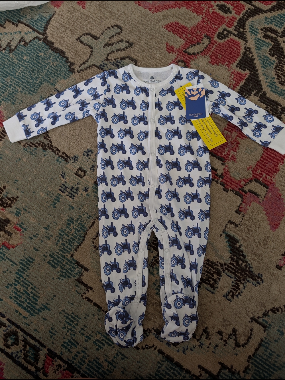 Tractor Print Footed One-Piece